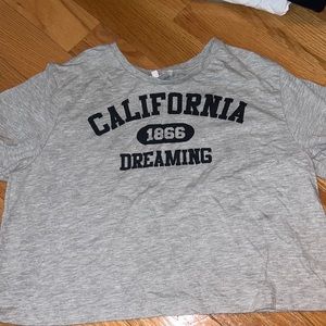 A gray crop top tshirt from franchesca’s that is a size 12 and has ban worn once